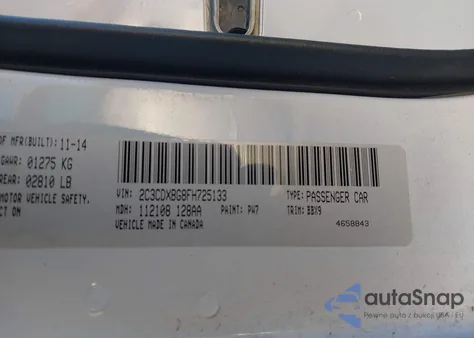 2015 Dodge Charger Se из США, поврежденный, VIN 2C3CDXBG8FH725133